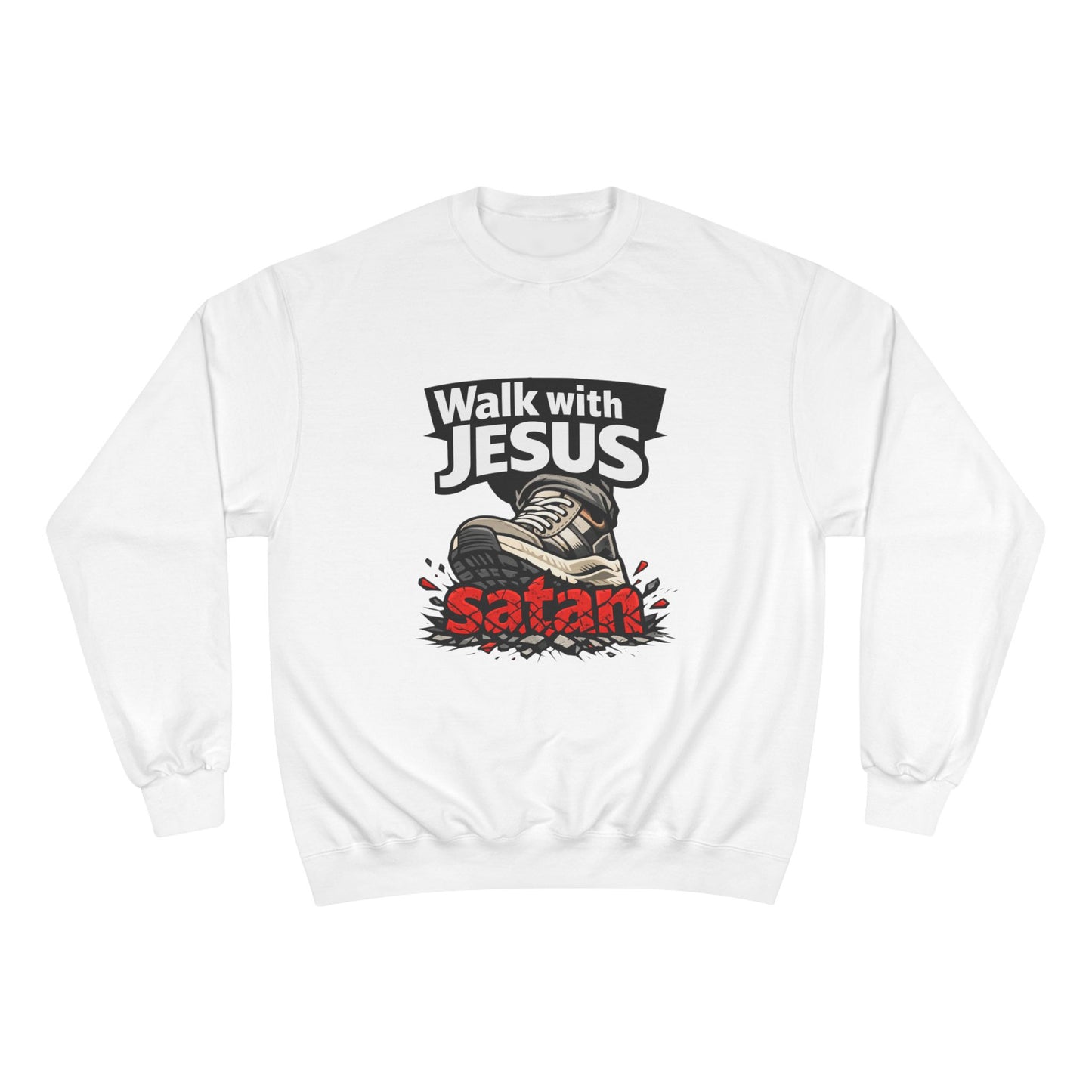 Walk with Jesus Light Colors Graphic Crewneck (Anti-Satan Design)
