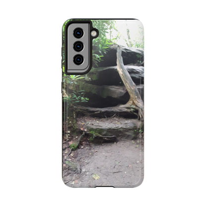 Forest Trail Tough Phone Case — Rugged Nature Phone Cover with Rock Steps Design