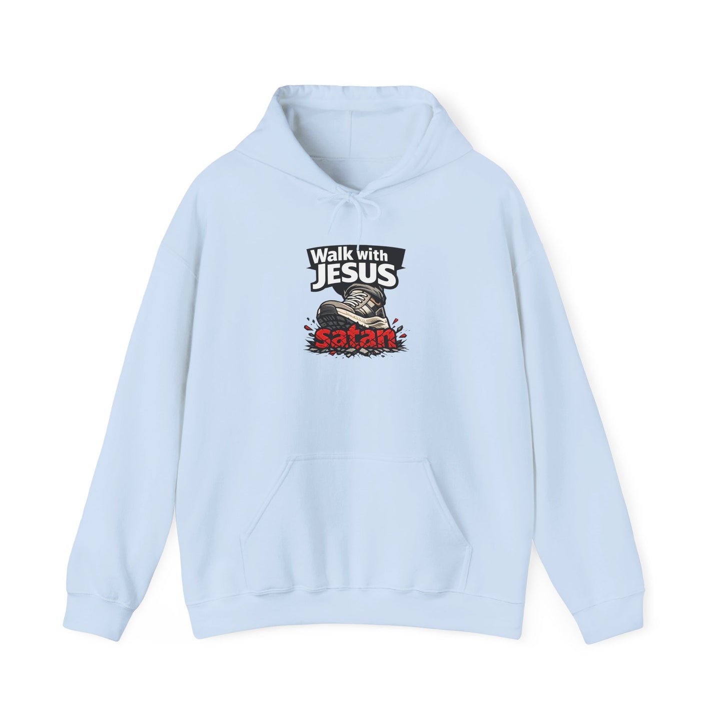 Walk With Jesus Satan Light Colors Crusher Hoodie — Christian Faith Graphic Hoodie