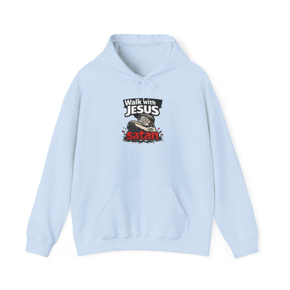Walk With Jesus Satan Light Colors Crusher Hoodie — Christian Faith Graphic Hoodie