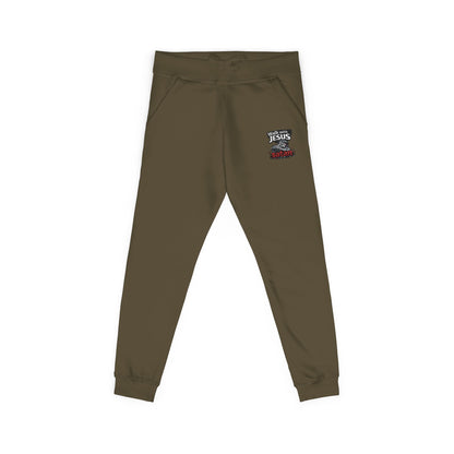 Embroidered Cozy Fleece Sweatpants — Minimal White Joggers