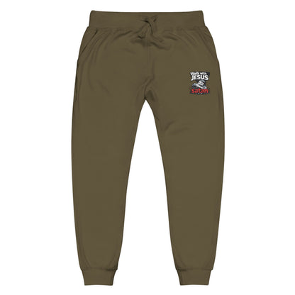 Embroidered Cozy Fleece Sweatpants — Minimal White Joggers