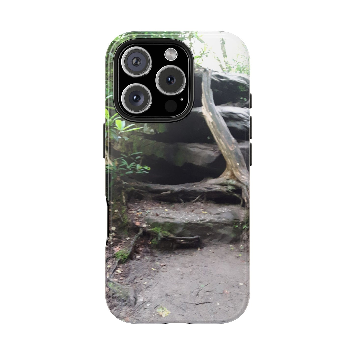 Forest Trail Tough Phone Case — Rugged Nature Phone Cover with Rock Steps Design