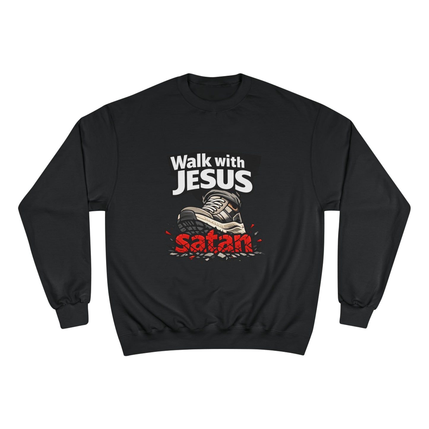 Walk with Jesus Dark Colors Graphic Crewneck (Anti-Satan Design)