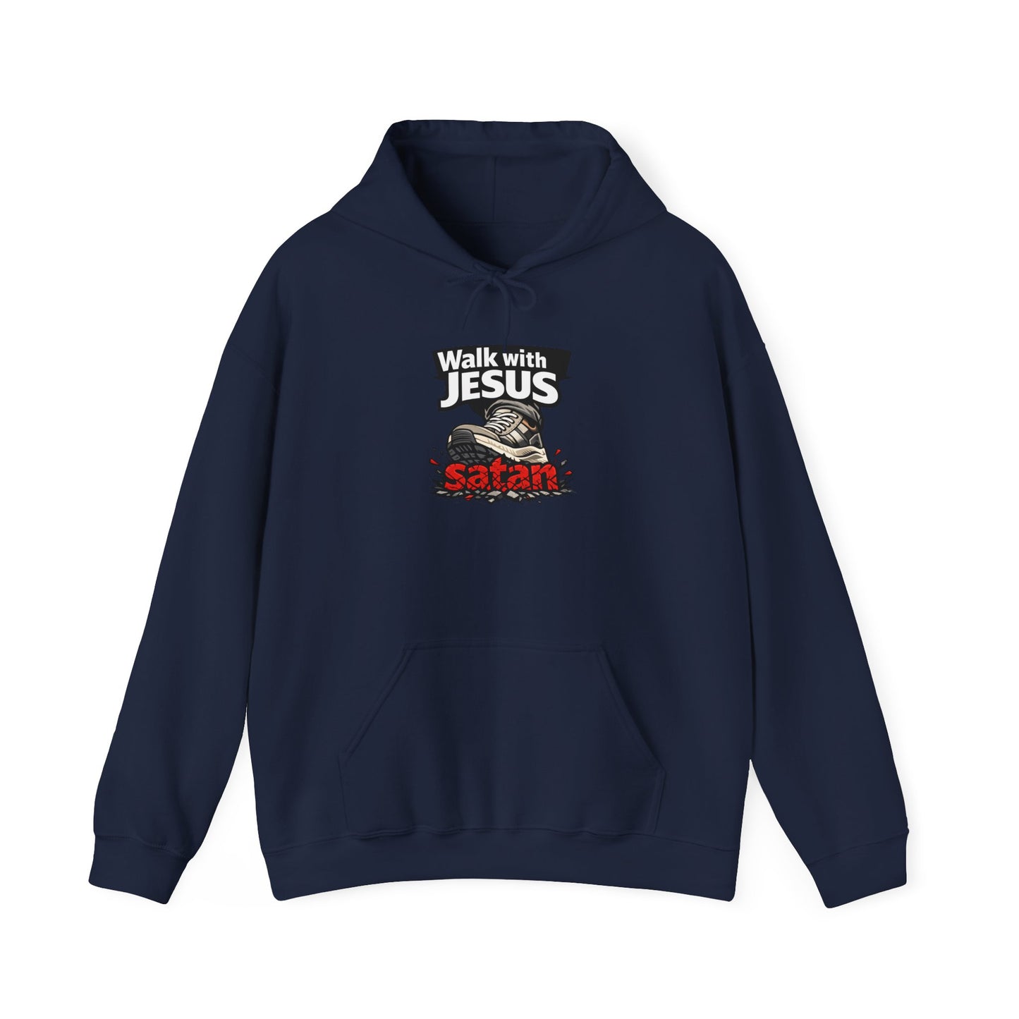 Walk With Jesus Satan Dark Colors Crusher Hoodie — Christian Faith Graphic Hoodie
