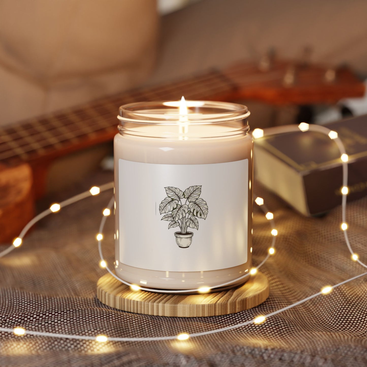 Fine Line Potted Plant Candle, Moody Botanical Art | Herbarium Style Soy