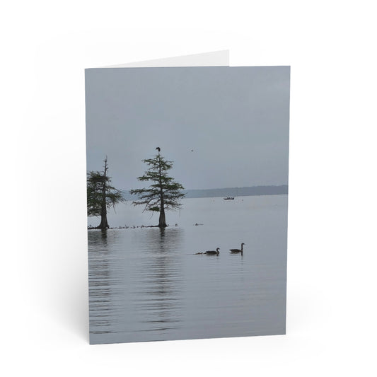 Greeting Card — Tranquil Lake Scene with Geese | Sympathy, Thinking of You, Nature Note Card