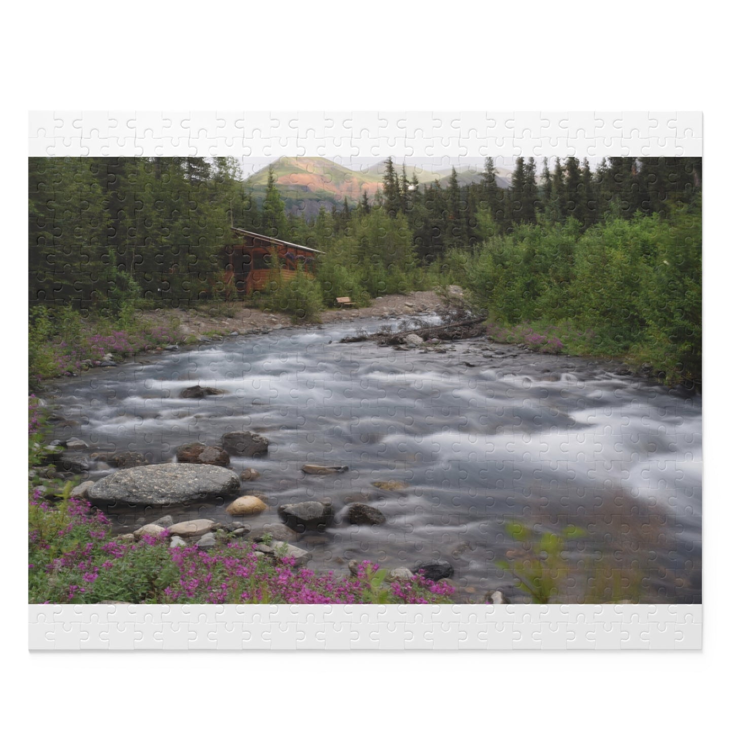 Scenic River Cabin Photo Puzzle – Nature Landscape Jigsaw (120/252/500 pcs)