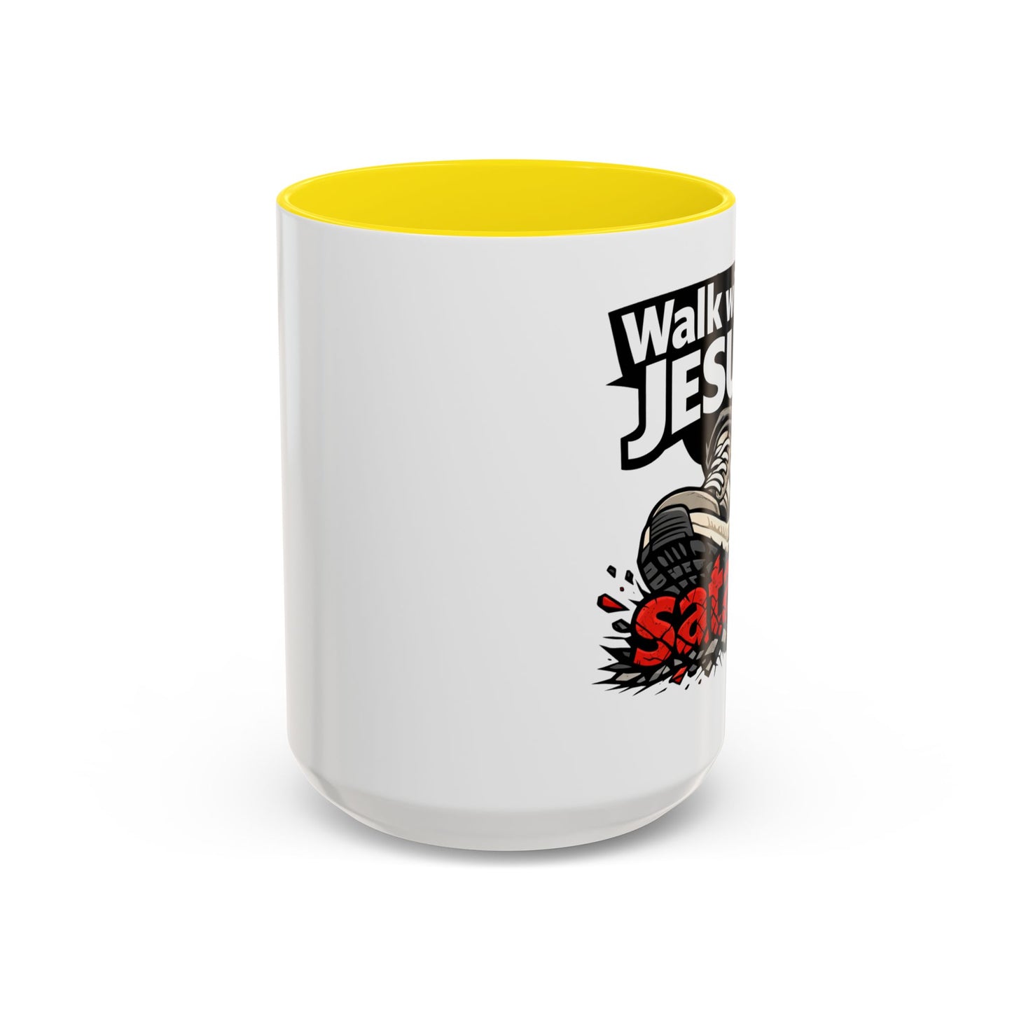 Walk with Jesus Coffee Mug — 'Walk with Jesus, Satan' Inspirational Christian Accent Mug