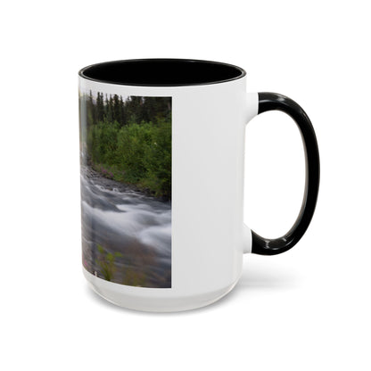 Mountain River Accent Coffee Mug — Scenic Cabin Stream Nature Gift