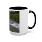 Mountain River Accent Coffee Mug — Scenic Cabin Stream Nature Gift