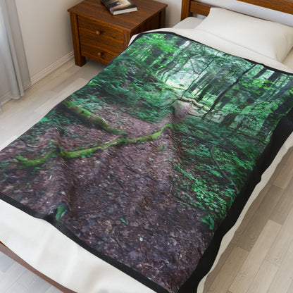 Forest Path Velveteen Plush Blanket — Cozy Woodland Throw for Nature Lovers