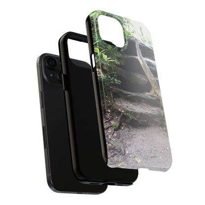 Forest Trail Tough Phone Case — Rugged Nature Phone Cover with Rock Steps Design