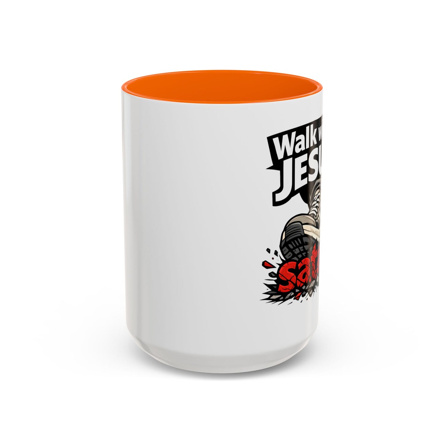 Walk with Jesus Coffee Mug — 'Walk with Jesus, Satan' Inspirational Christian Accent Mug