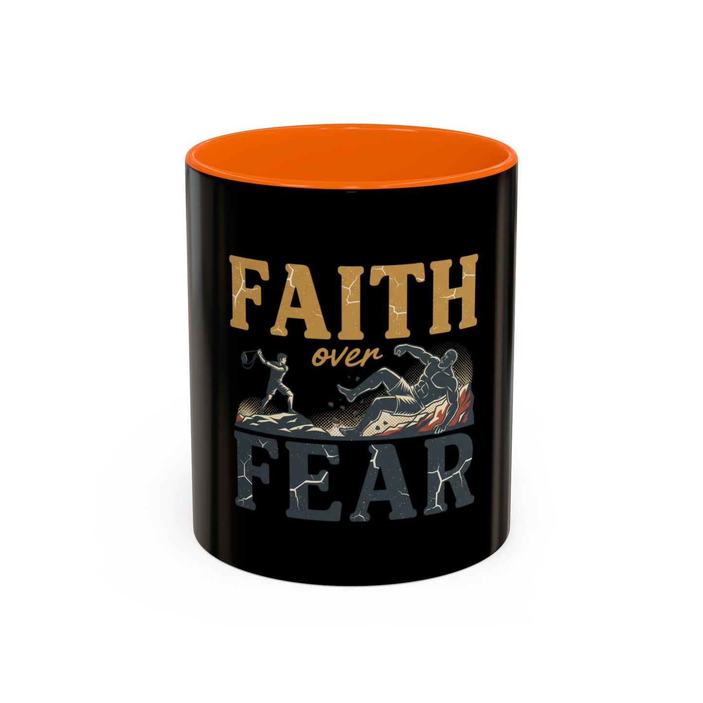 Faith Over Fear Black Coffee Mug — Inspirational Christian 11/15oz Accent Mug