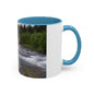 Mountain River Accent Coffee Mug — Scenic Cabin Stream Nature Gift
