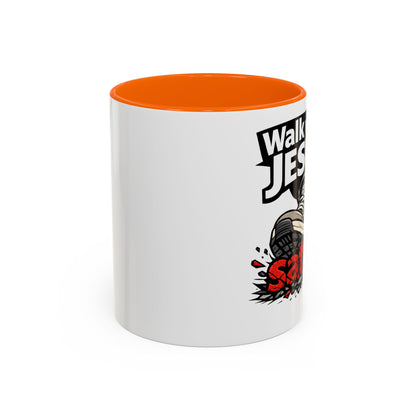 Walk with Jesus Coffee Mug — 'Walk with Jesus, Satan' Inspirational Christian Accent Mug