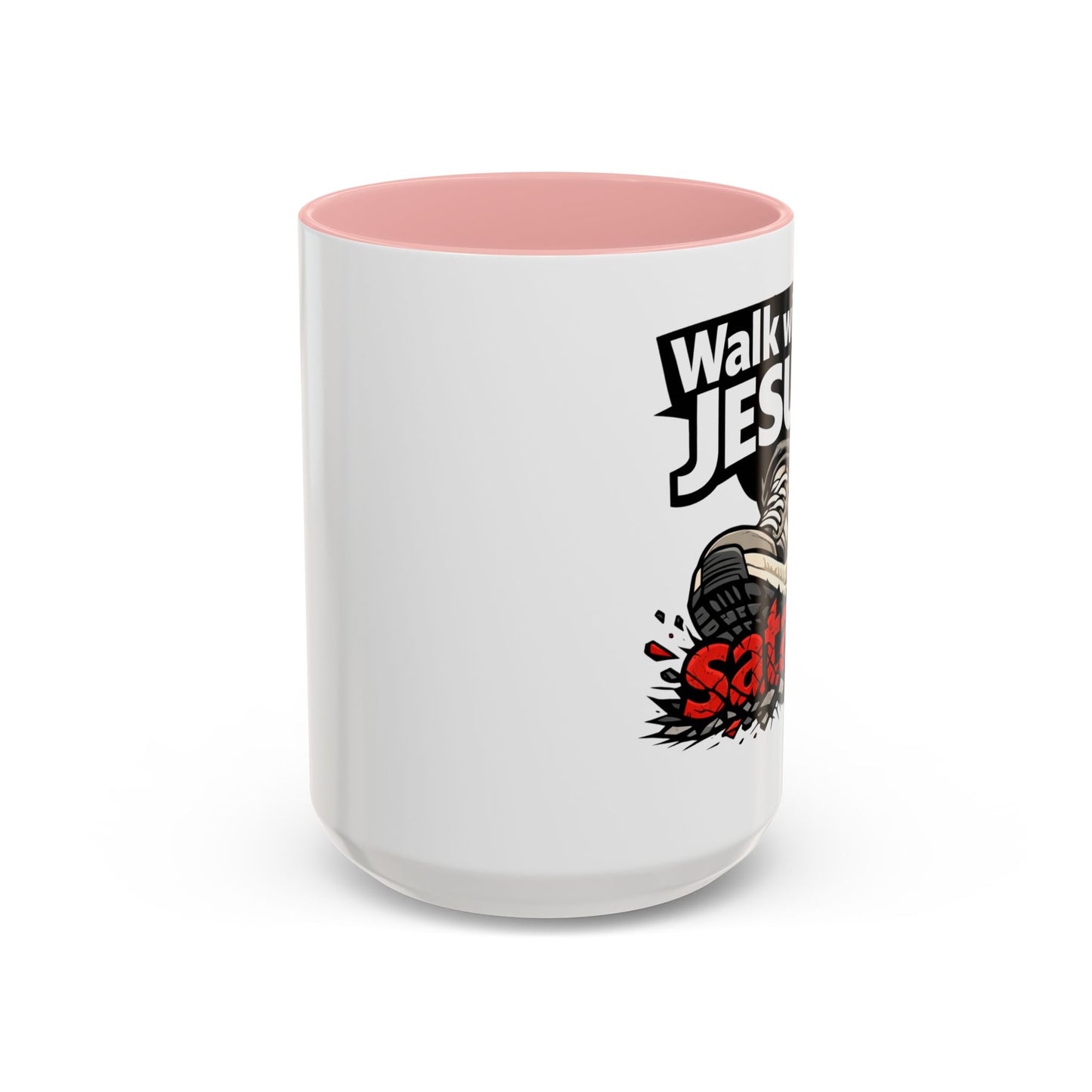 Walk with Jesus Coffee Mug — 'Walk with Jesus, Satan' Inspirational Christian Accent Mug