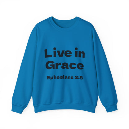 Live in Grace Inspirational Unisex Heavy Blend™ Crewneck Sweatshirt