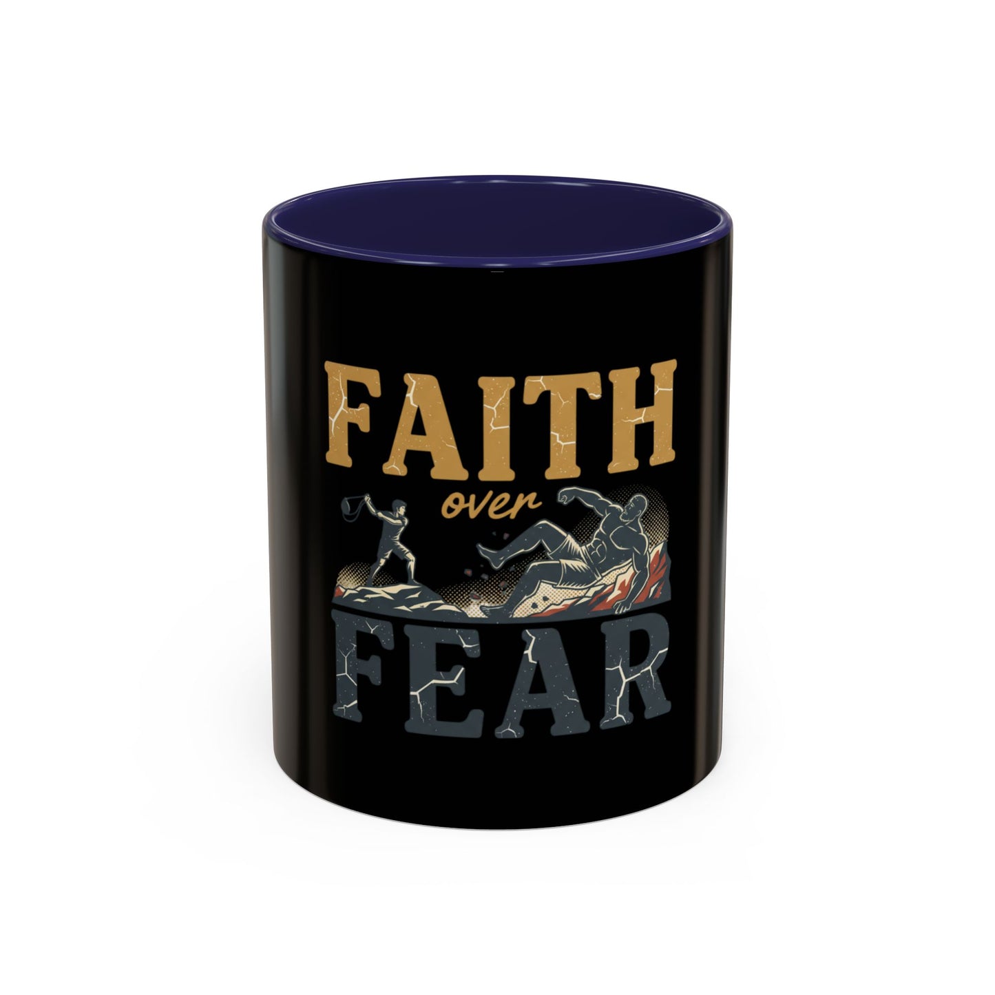 Faith Over Fear Black Coffee Mug — Inspirational Christian 11/15oz Accent Mug