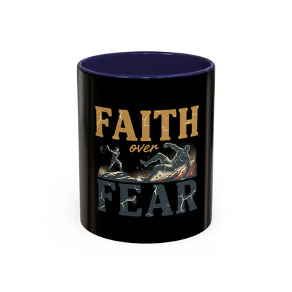 Faith Over Fear Black Coffee Mug — Inspirational Christian 11/15oz Accent Mug