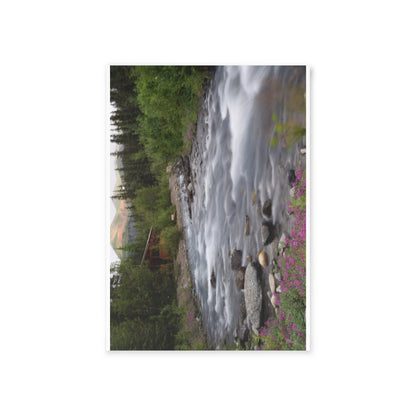 River Cabin Holiday Card — Scenic Mountain Stream Photo Card (One-Sided)