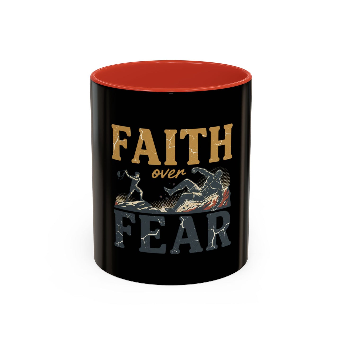 Faith Over Fear Black Coffee Mug — Inspirational Christian 11/15oz Accent Mug