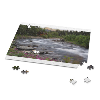 Scenic River Cabin Photo Puzzle – Nature Landscape Jigsaw (120/252/500 pcs)