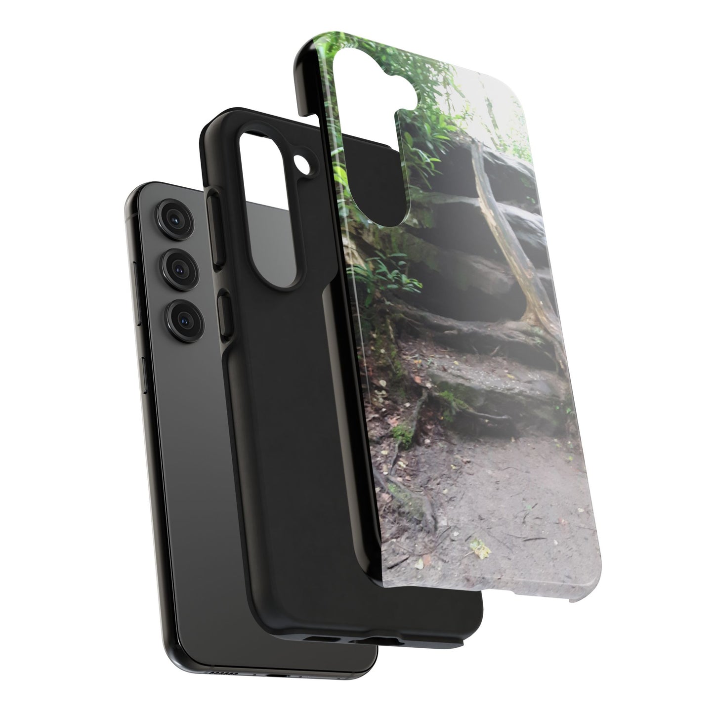 Forest Trail Tough Phone Case — Rugged Nature Phone Cover with Rock Steps Design