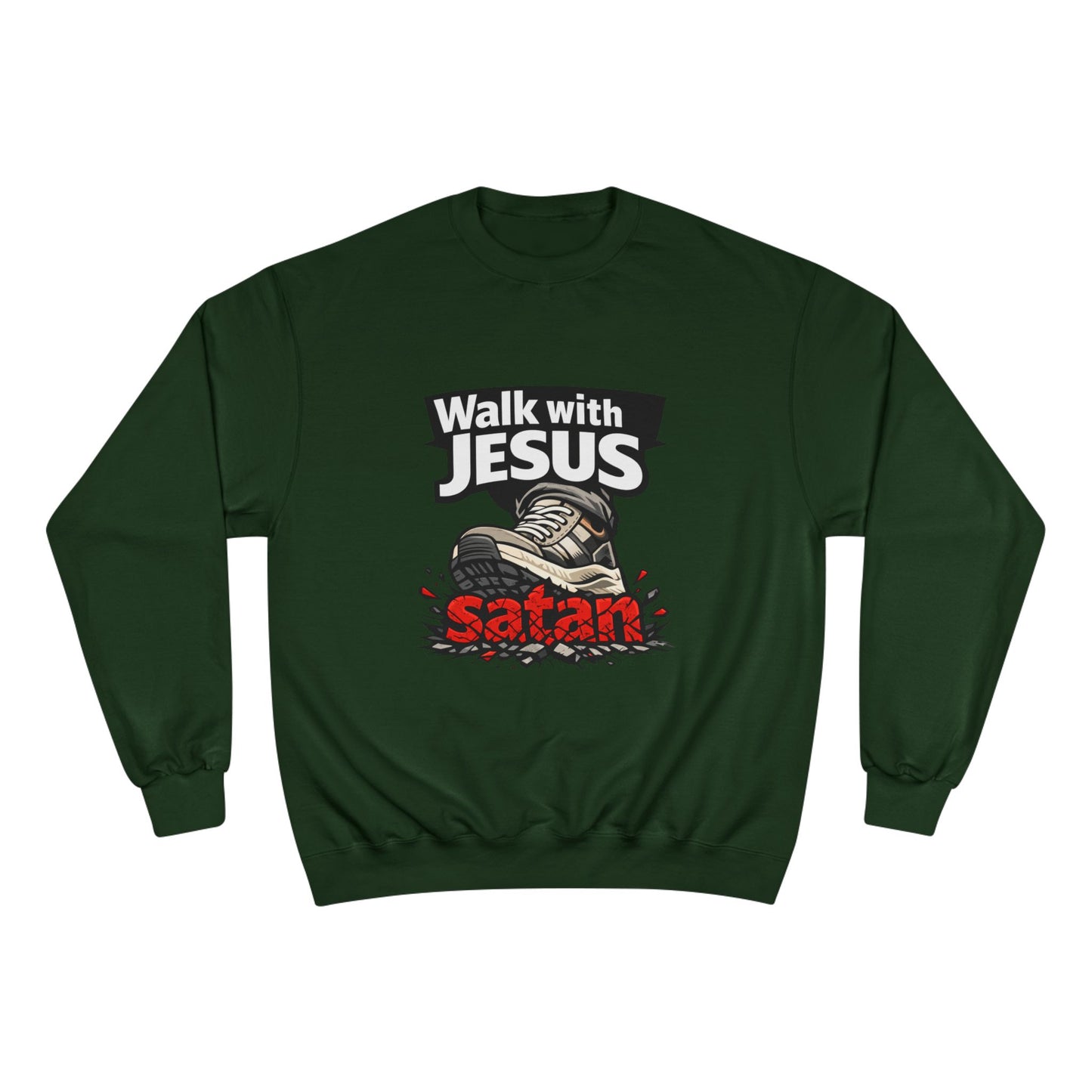 Walk with Jesus Dark Colors Graphic Crewneck (Anti-Satan Design)