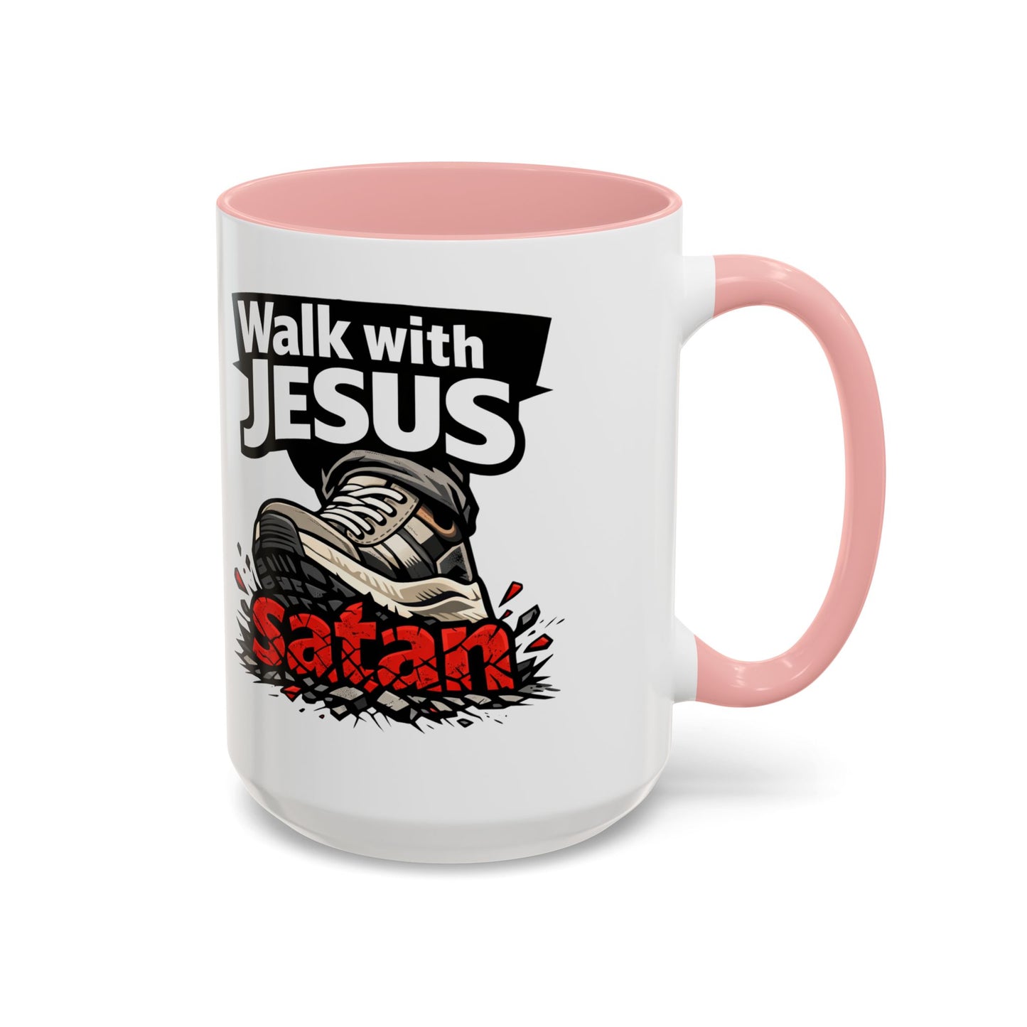 Walk with Jesus Coffee Mug — 'Walk with Jesus, Satan' Inspirational Christian Accent Mug