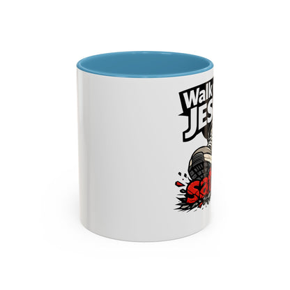 Walk with Jesus Coffee Mug — 'Walk with Jesus, Satan' Inspirational Christian Accent Mug