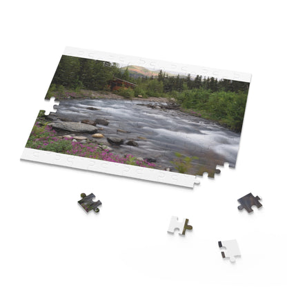 Scenic River Cabin Photo Puzzle – Nature Landscape Jigsaw (120/252/500 pcs)