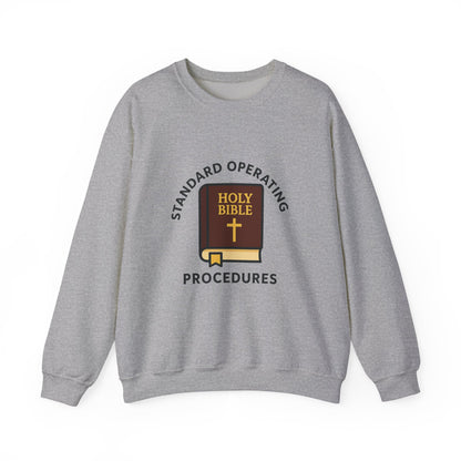 Crewneck Sweatshirt — "Standard Operating Procedures" Holy Bible Graphic