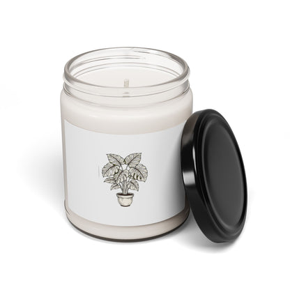 Fine Line Potted Plant Candle, Moody Botanical Art | Herbarium Style Soy