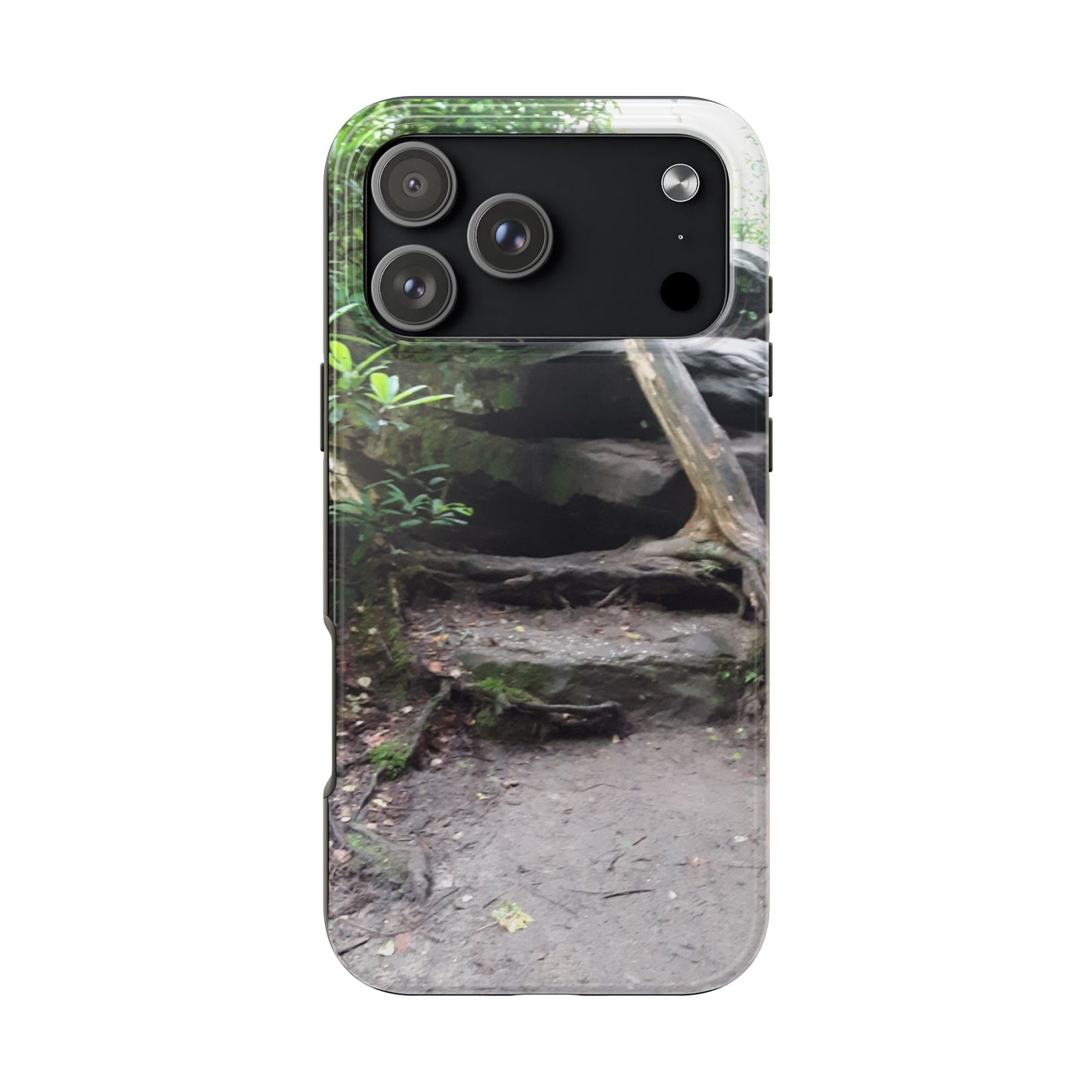 Forest Trail Tough Phone Case — Rugged Nature Phone Cover with Rock Steps Design