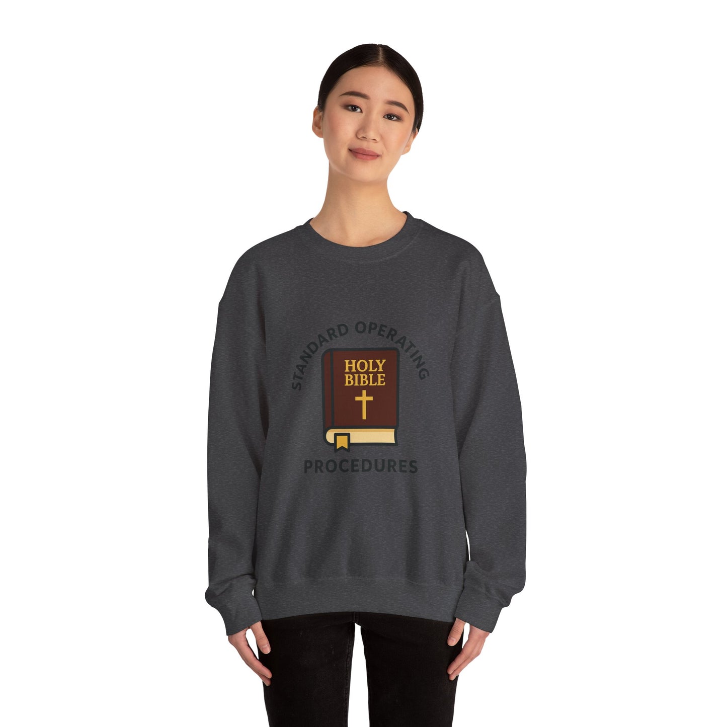Crewneck Sweatshirt — "Standard Operating Procedures" Holy Bible Graphic
