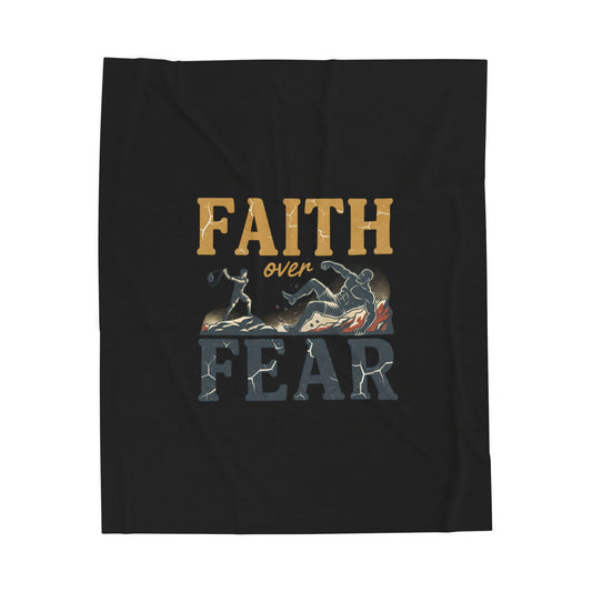 Faith Over Fear Velveteen Plush Blanket