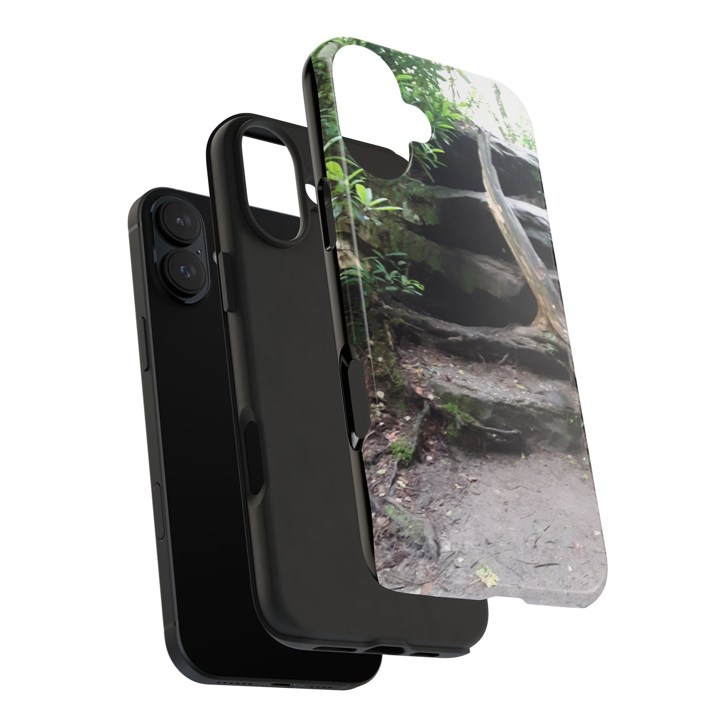 Forest Trail Tough Phone Case — Rugged Nature Phone Cover with Rock Steps Design