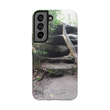 Forest Trail Tough Phone Case — Rugged Nature Phone Cover with Rock Steps Design