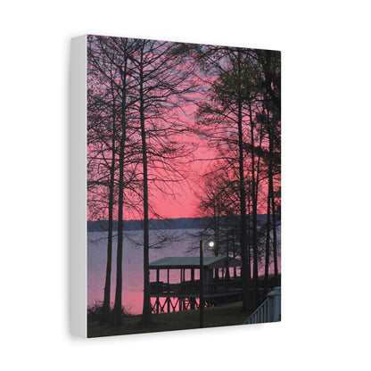 Lake Dock Sunset Matte Canvas Print
