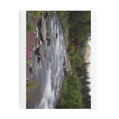 Scenic River Cabin Photo Puzzle – Nature Landscape Jigsaw (120/252/500 pcs)