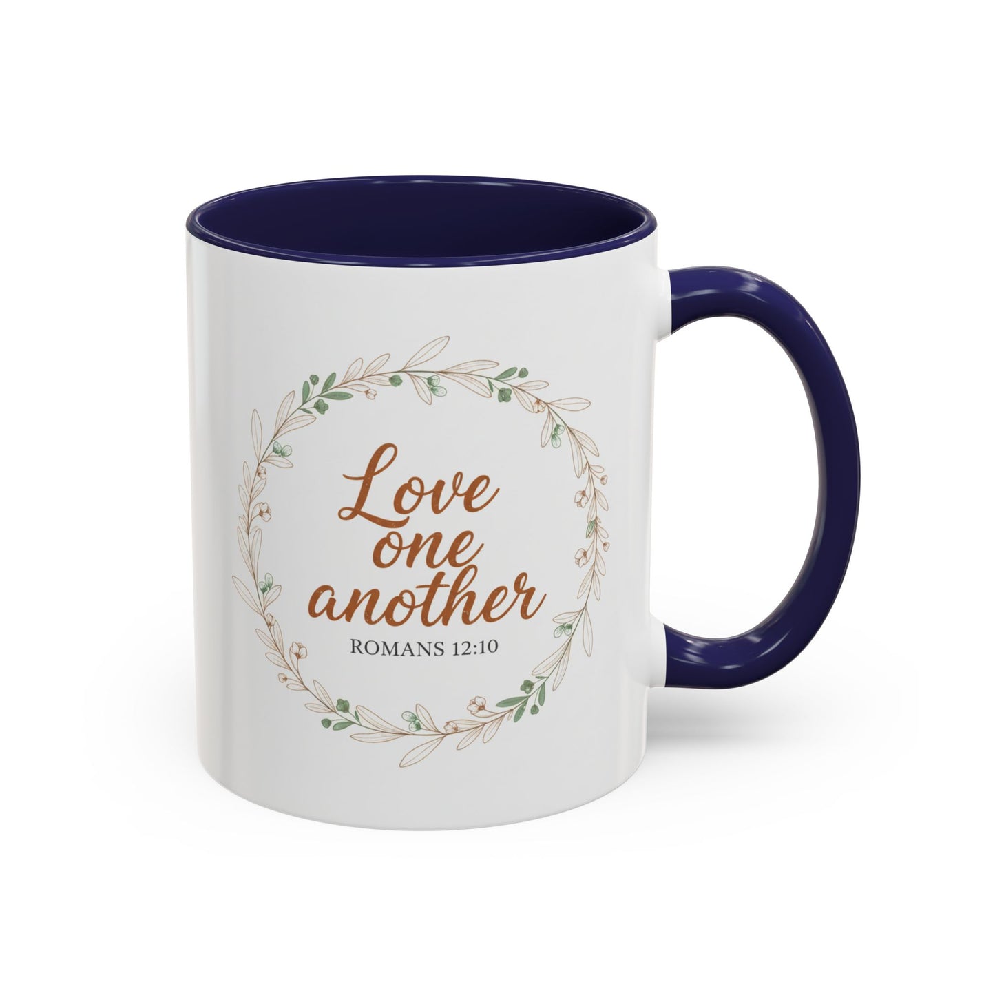 Love One Another Romans 12:10 Coffee Mug | Floral Scripture Wreath