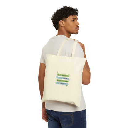 Tiny Rules for Life list tote, minimalist self-care mantra canvas tote