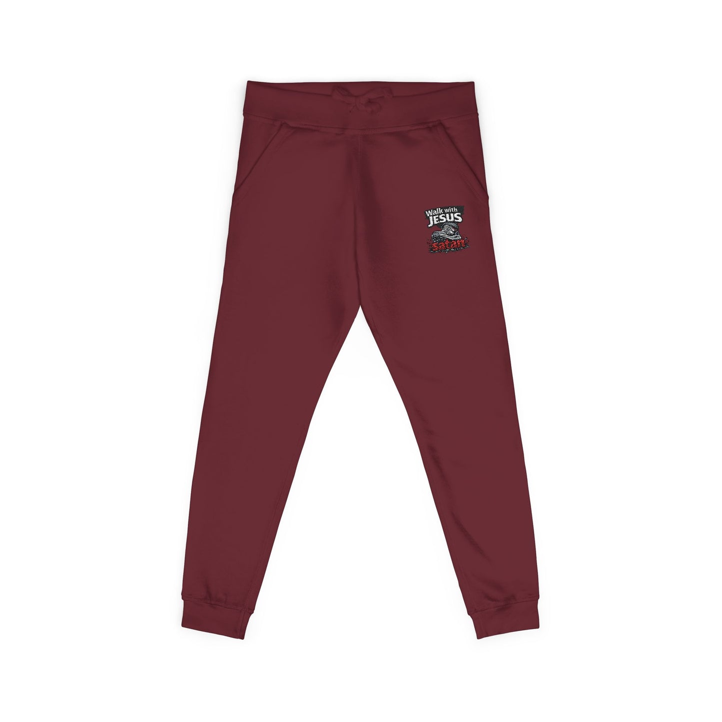 Embroidered Cozy Fleece Sweatpants — Minimal White Joggers
