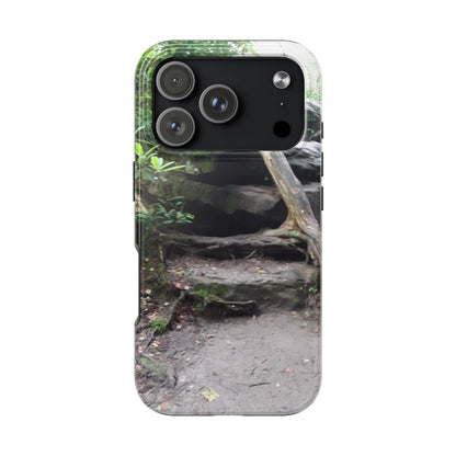 Forest Trail Tough Phone Case — Rugged Nature Phone Cover with Rock Steps Design