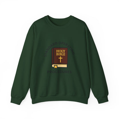 Crewneck Sweatshirt — "Standard Operating Procedures" Holy Bible Graphic