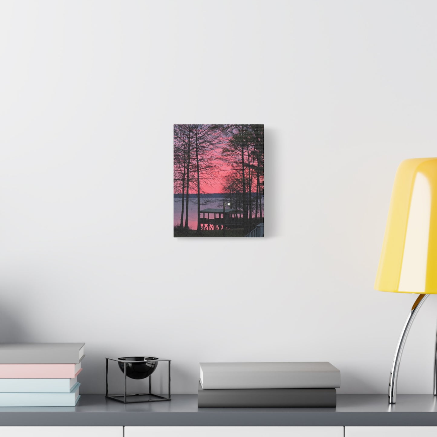 Lake Dock Sunset Matte Canvas Print