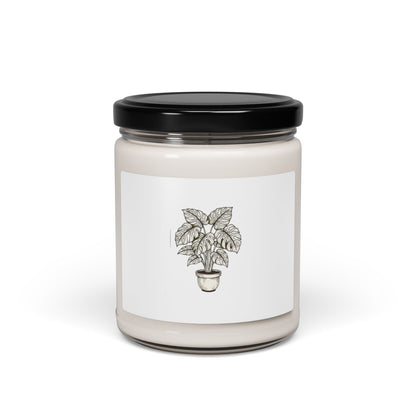 Fine Line Potted Plant Candle, Moody Botanical Art | Herbarium Style Soy