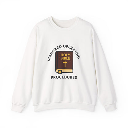 Crewneck Sweatshirt — "Standard Operating Procedures" Holy Bible Graphic
